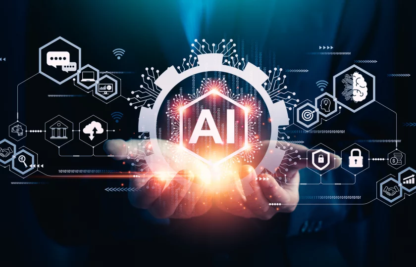 Representación visual de la inteligencia artificial aplicada en negocios y tecnología digital