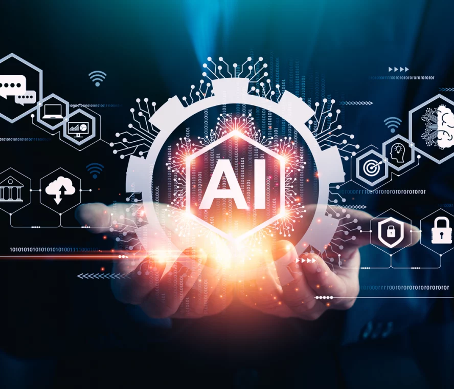 Representación visual de la inteligencia artificial aplicada en negocios y tecnología digital
