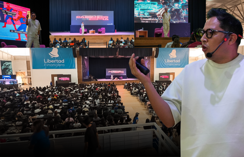 Wario Duckerman, uno de los mejores conferencistas de inteligencia artificial de México y América Latina, impartiendo una conferencia inspiradora sobre IA, finanzas y tecnología en la Universidad Autónoma de Querétaro durante el evento Reinventa FCA 2025 ante más de 1800 alumnos.