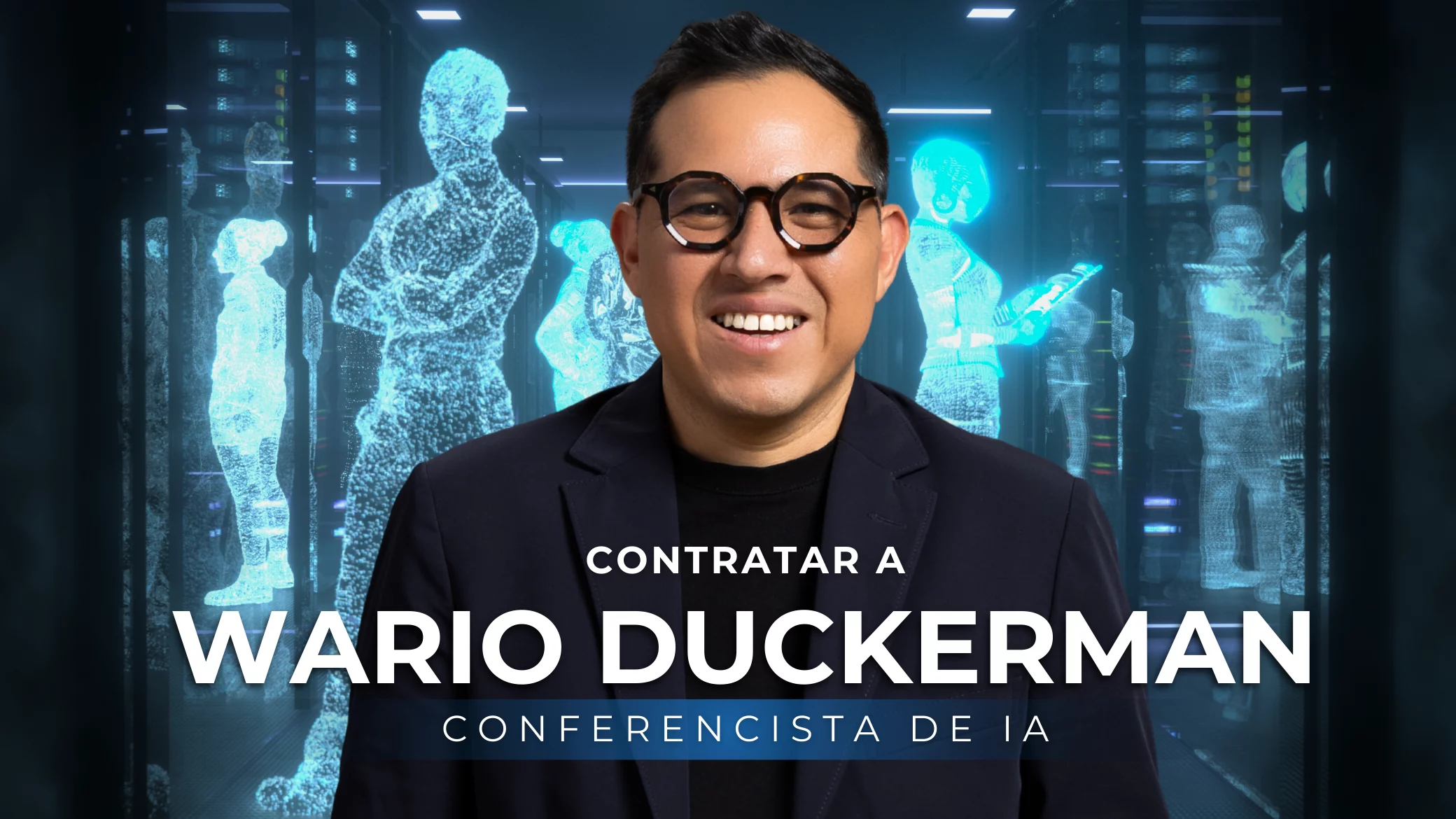 Wario Duckerman, el perfil ideal al contratar conferencista de inteligencia artificial, impartiendo una ponencia magistral sobre inteligencia artificial.