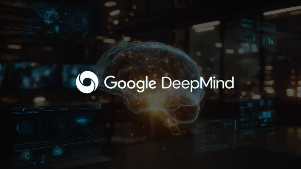 Representación visual de la Inteligencia Artificial de Google DeepMind analizando estructuras de ADN y cristales moleculares en 2026.
