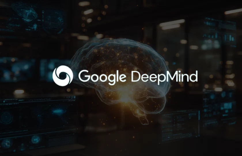 Representación visual de la Inteligencia Artificial de Google DeepMind analizando estructuras de ADN y cristales moleculares en 2026.