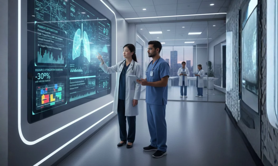 IA en hospitales - monitor médico con análisis predictivo - sistema de salud inteligente