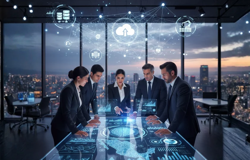 IA en tu empresa - directivos analizando datos y algoritmos - estrategia de transformación digital