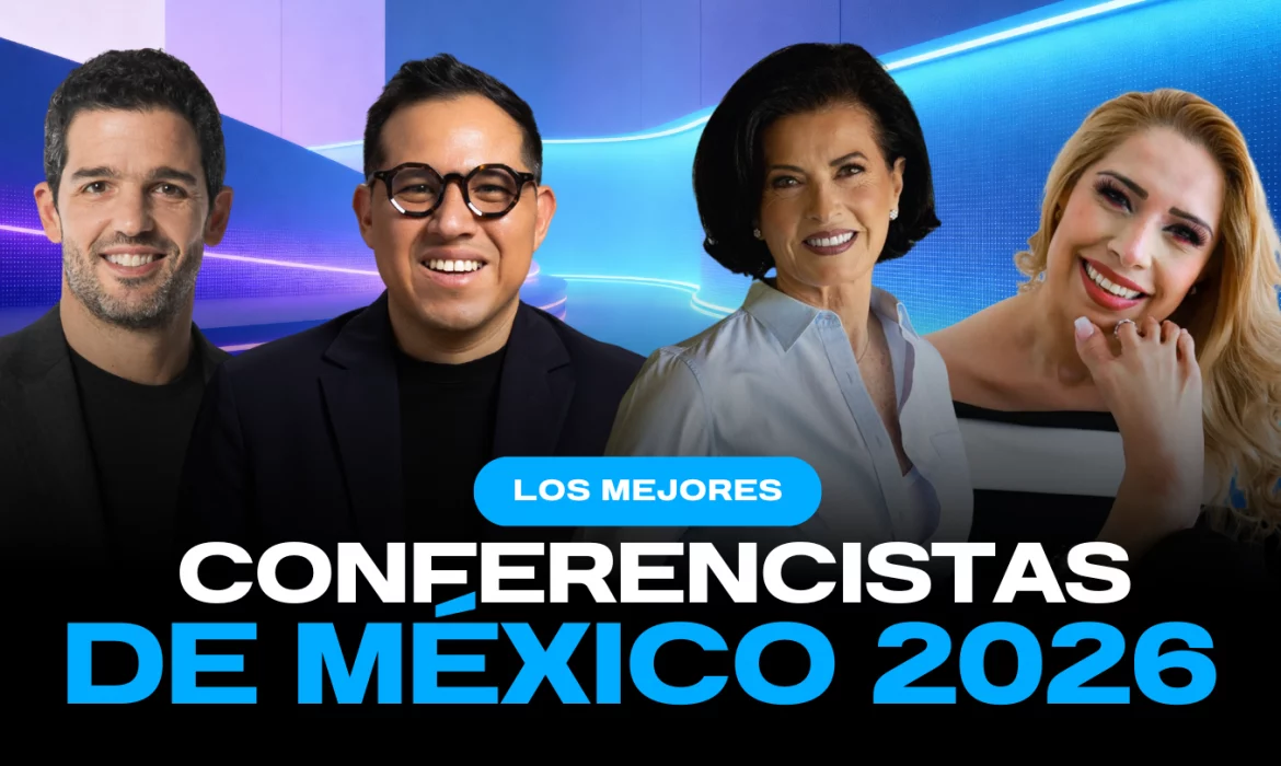 Los mejores conferencistas de México en 2026 presentando tendencias de liderazgo y tecnología.