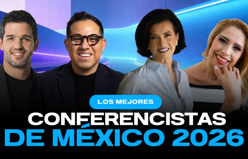 Los mejores conferencistas de México en 2026 presentando tendencias de liderazgo y tecnología.