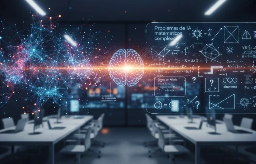 Razonamiento de la IA - ilustración de circuitos neuronales y ecuaciones matemáticas - concepto de lógica computacional