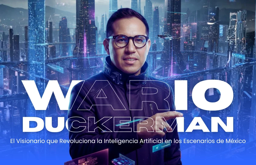 El conferencista Wario Duckerman hablando sobre innovación y tecnología en México.