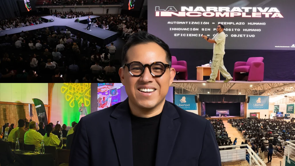 Wario Duckerman, reconocido como el mejor conferencista de inteligencia artificial en México y Latinoamérica, impartiendo una ponencia magistral sobre inteligencia artificial.