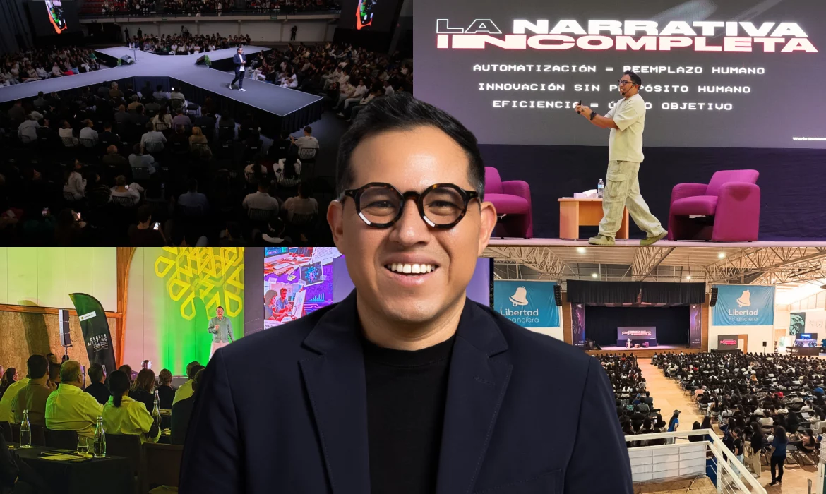 Wario Duckerman, reconocido como el mejor conferencista de inteligencia artificial en México y Latinoamérica, impartiendo una ponencia magistral sobre inteligencia artificial.