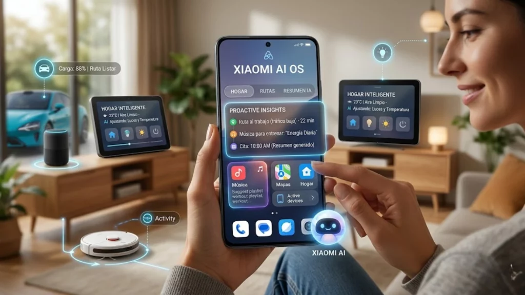 AI OS de Xiaomi - interfaz de sistema operativo inteligente con inteligencia artificial predictiva