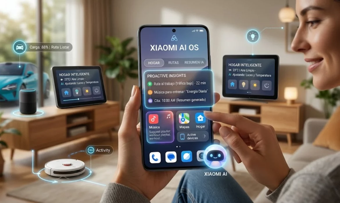 AI OS de Xiaomi - interfaz de sistema operativo inteligente con inteligencia artificial predictiva
