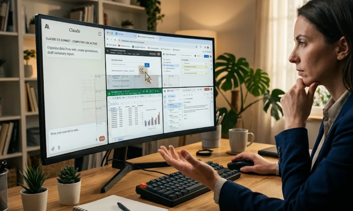 Interfaz de Claude de Anthropic controlando un ordenador de forma autónoma.