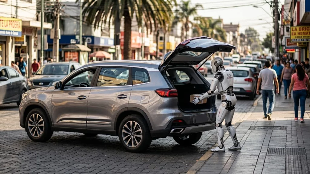 Robot inteligente de Chery integrando inteligencia artificial en la fabricación de vehículos.