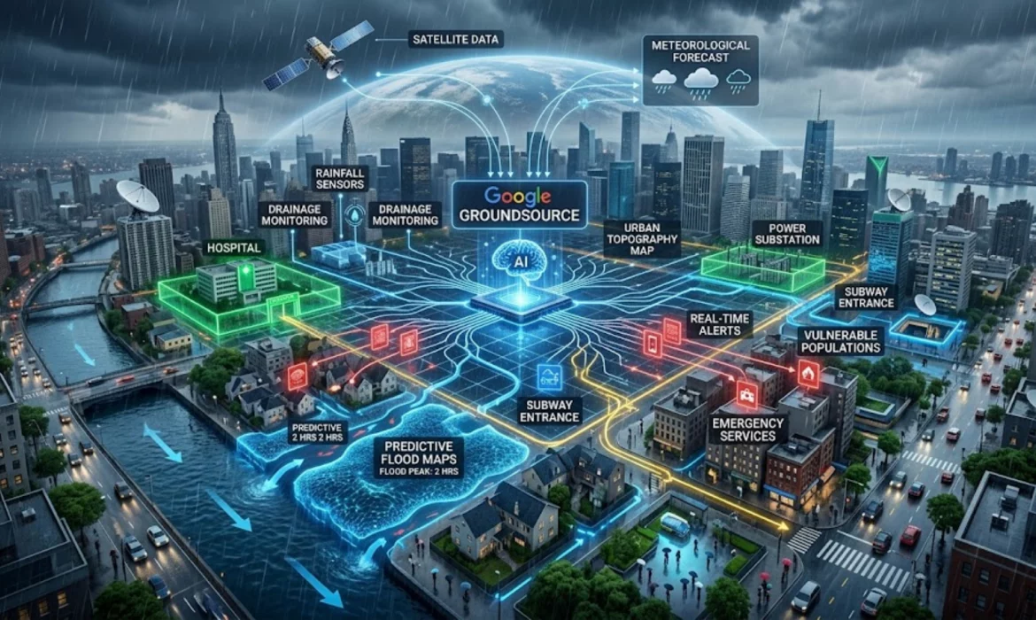 Google Groundsource - mapa satelital y análisis de IA - prevención de inundaciones urbanas