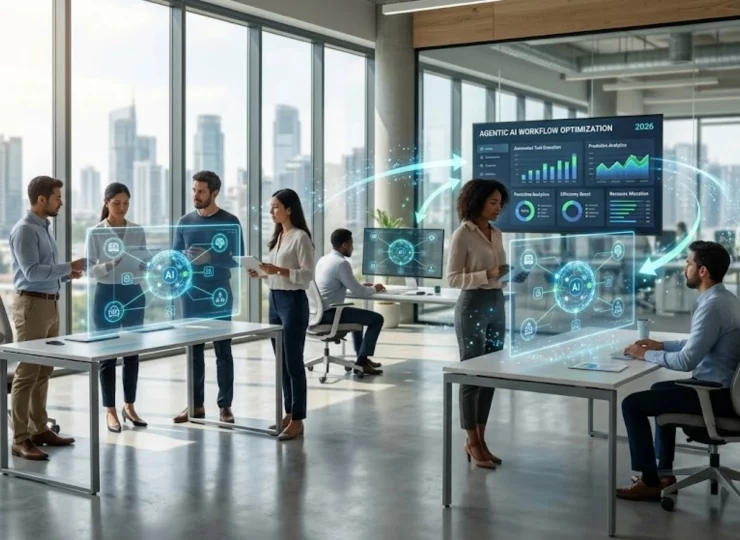 IA agéntica - sistemas autónomos procesando datos masivos - tecnología empresarial 2026