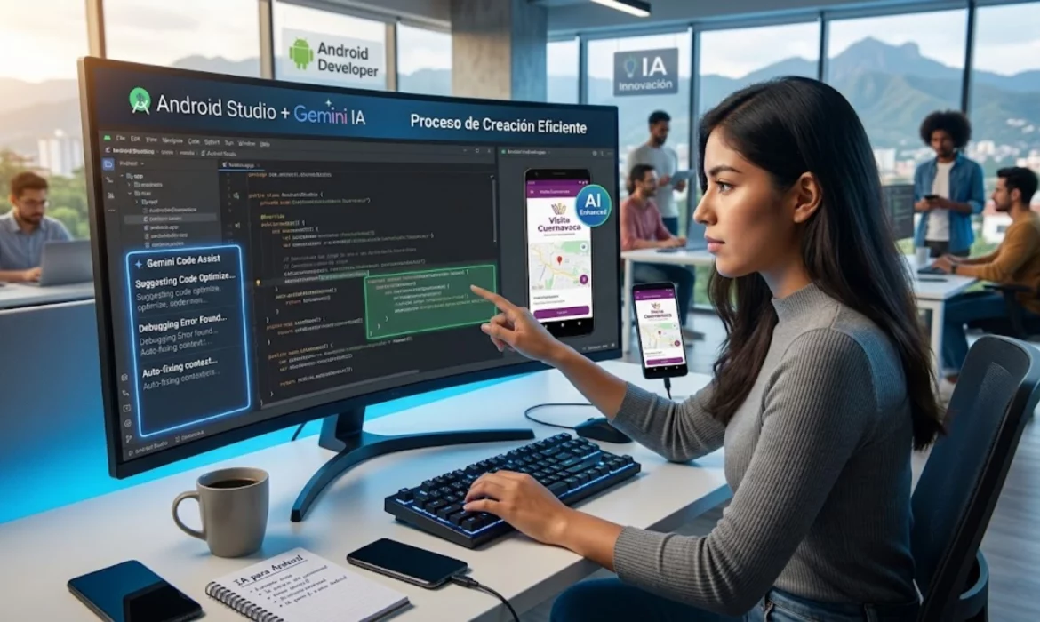 Inteligencia artificial para Android - programador utilizando Gemini Code Assist en entorno de desarrollo.