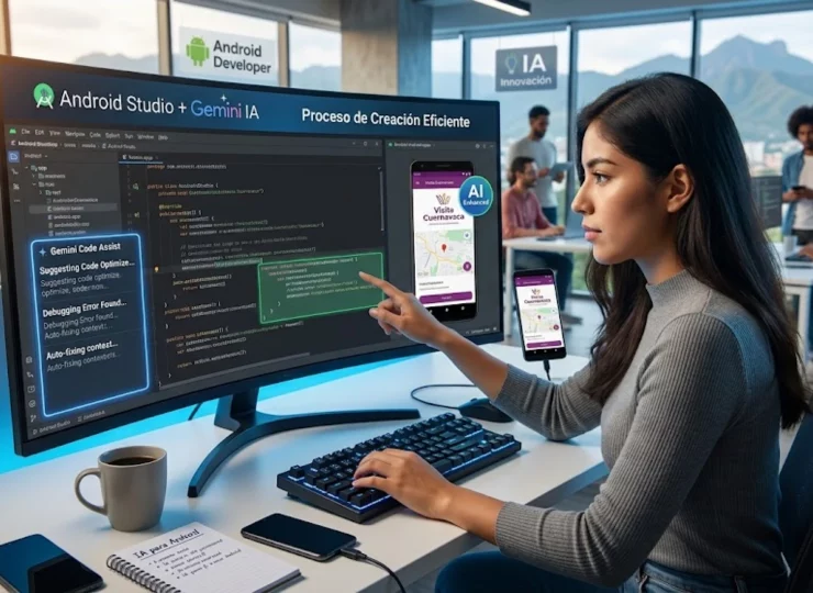 Inteligencia artificial para Android - programador utilizando Gemini Code Assist en entorno de desarrollo.