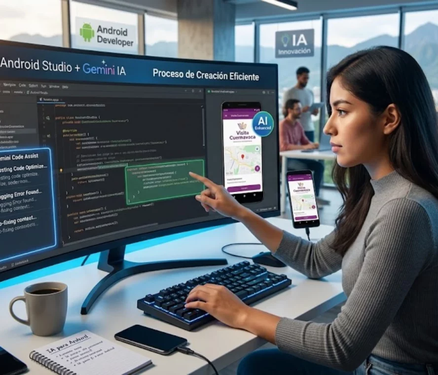 Inteligencia artificial para Android - programador utilizando Gemini Code Assist en entorno de desarrollo.