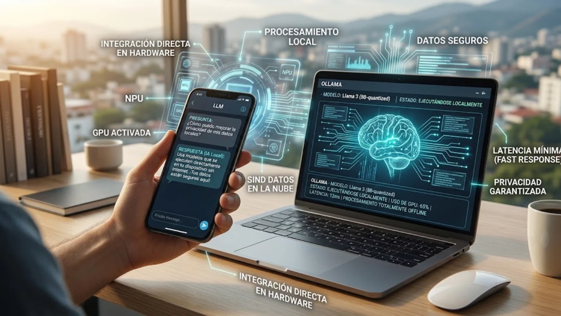Inteligencia artificial local - procesador de smartphone y privacidad de datos - tecnología offline