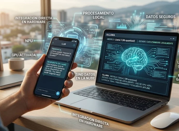 Inteligencia artificial local - procesador de smartphone y privacidad de datos - tecnología offline