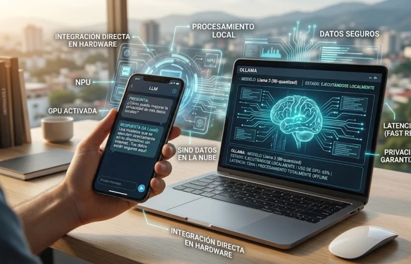 Inteligencia artificial local - procesador de smartphone y privacidad de datos - tecnología offline