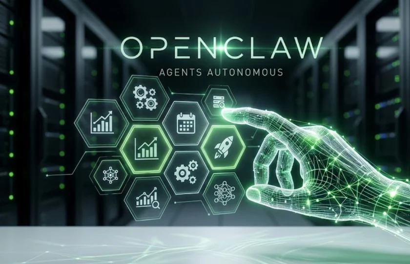 Representación digital de OpenClaw, la inteligencia artificial de agentes autónomos de NVIDIA.