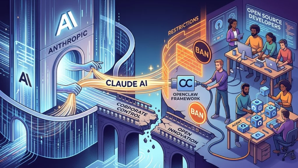 Representación digital del conflicto entre Anthropic y el framework de código abierto OpenClaw.