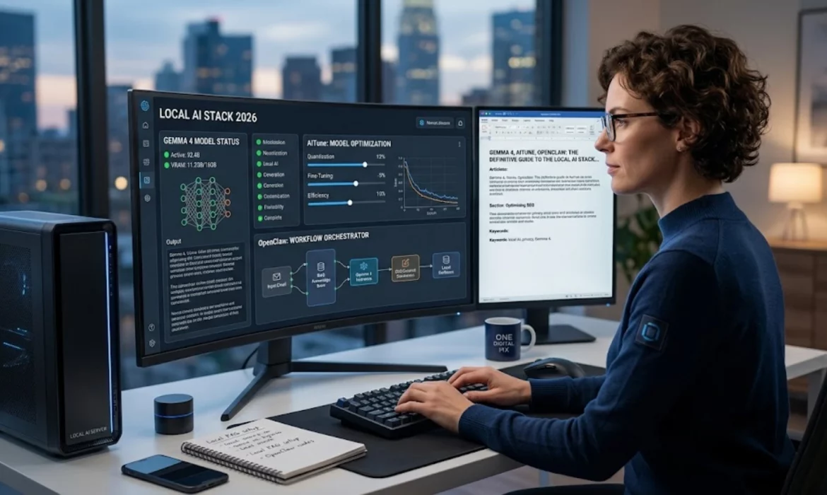 Interfaz de Gemma 4 con AITune y OpenClaw en un entorno de IA local.
