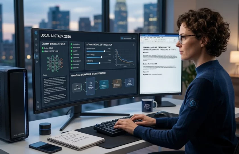 Interfaz de Gemma 4 con AITune y OpenClaw en un entorno de IA local.