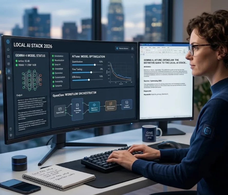 Interfaz de Gemma 4 con AITune y OpenClaw en un entorno de IA local.
