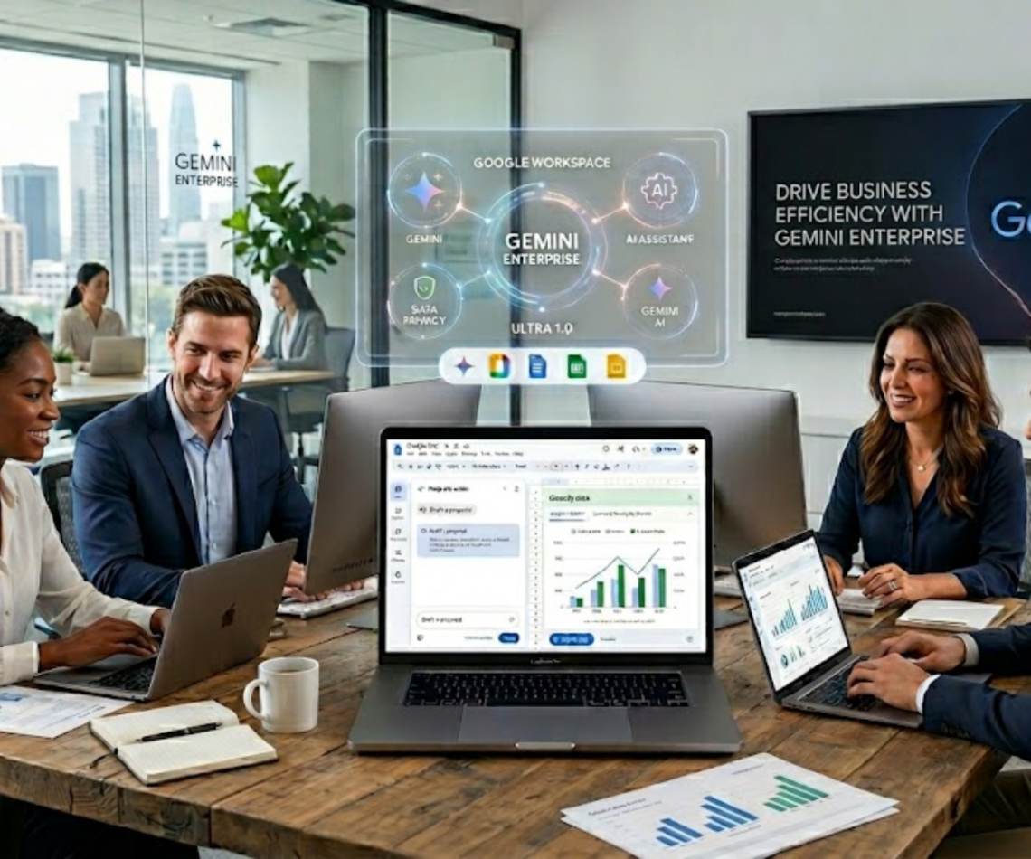 Interfaz de Google Gemini Enterprise integrada en Google Workspace para empresas.