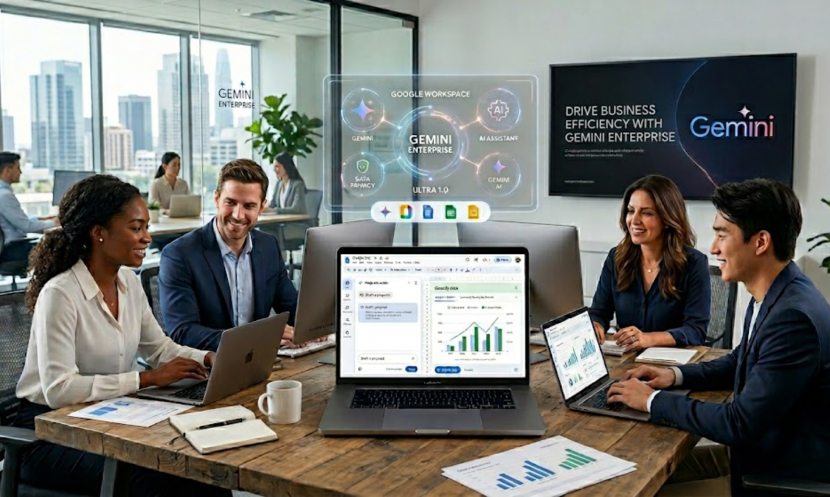 Interfaz de Google Gemini Enterprise integrada en Google Workspace para empresas.