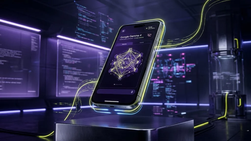 Interfaz de Google Gemma 4 ejecutándose en un smartphone sin conexión a internet.