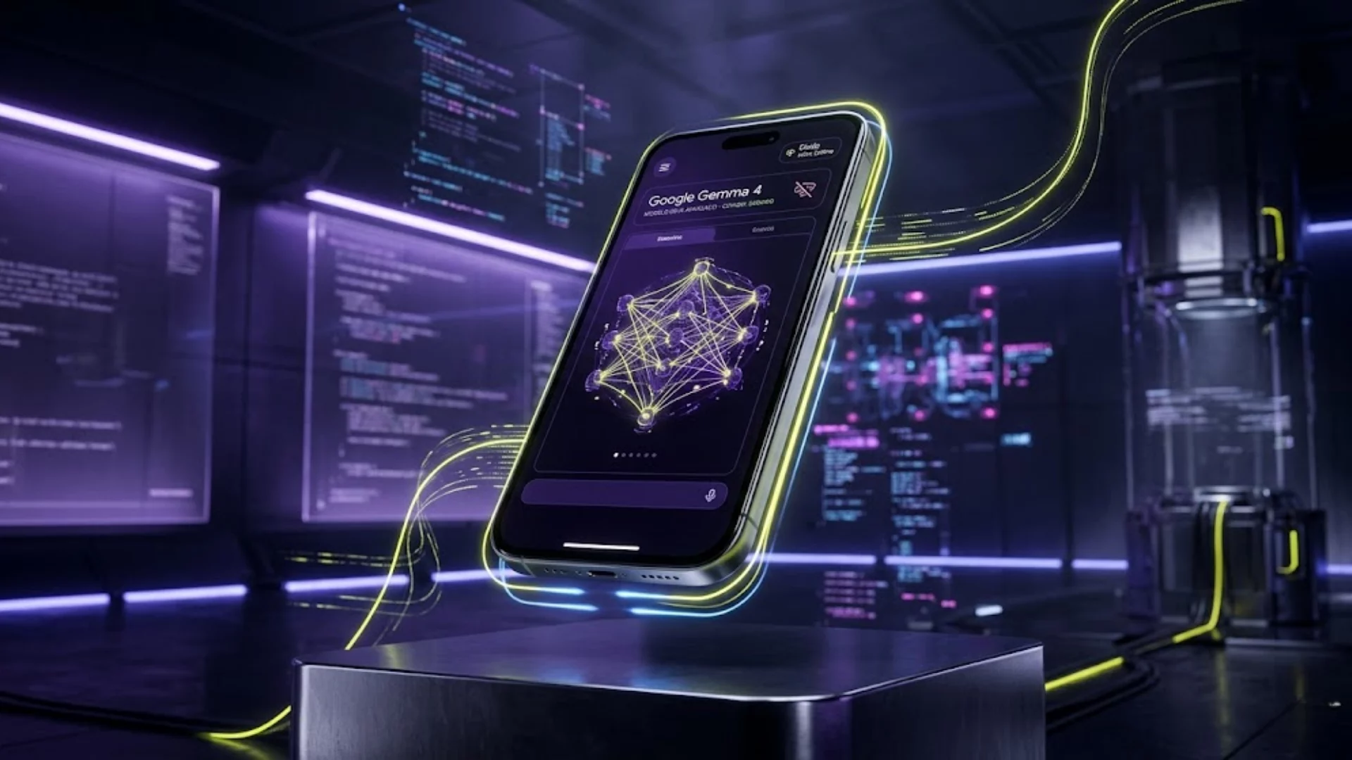 Interfaz de Google Gemma 4 ejecutándose en un smartphone sin conexión a internet.