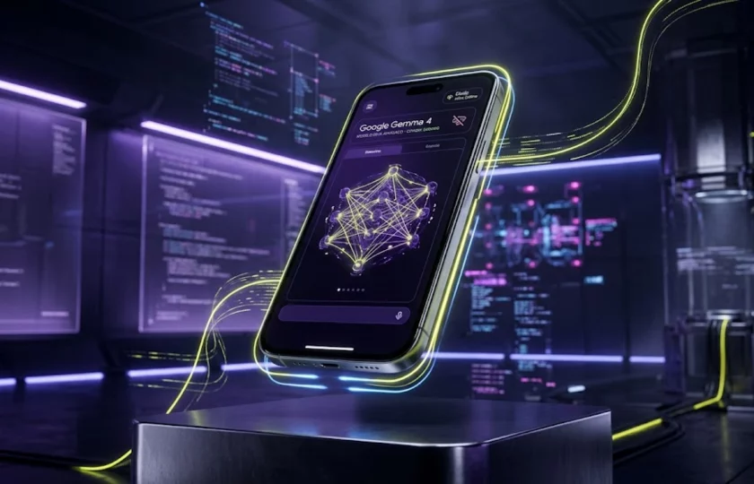 Interfaz de Google Gemma 4 ejecutándose en un smartphone sin conexión a internet.