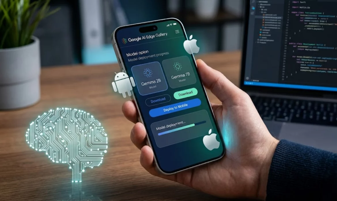 Interfaz de Google AI Edge Gallery mostrando modelos Gemma para móviles.