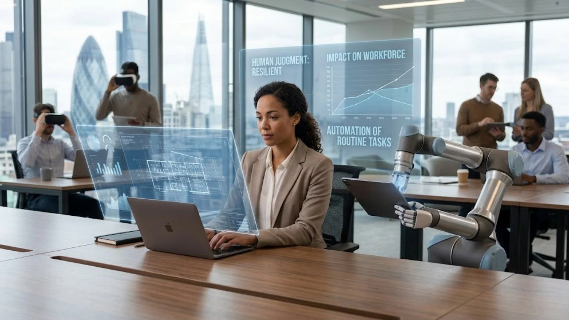 Profesional analizando el impacto de la inteligencia artificial en su puesto de trabajo