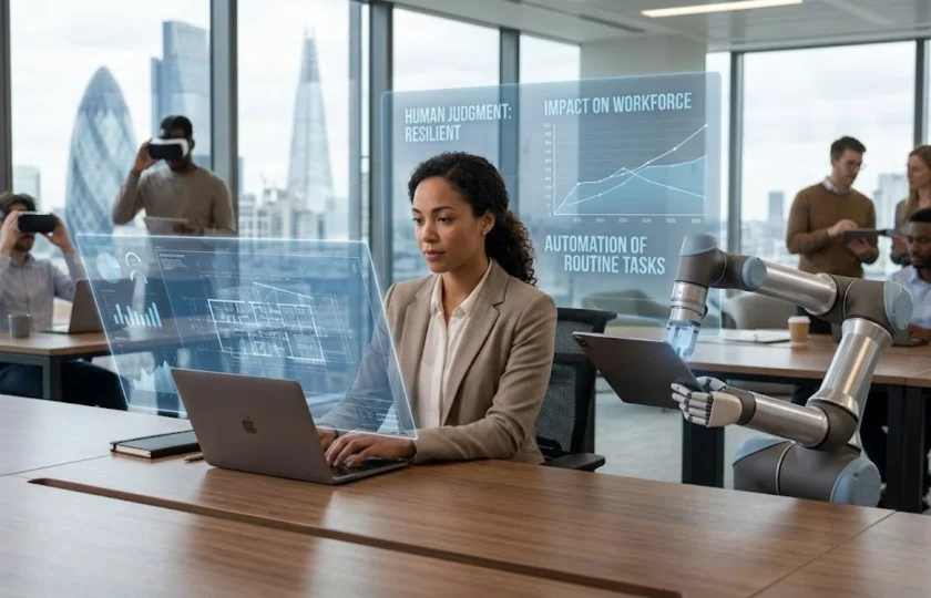 Profesional analizando el impacto de la inteligencia artificial en su puesto de trabajo