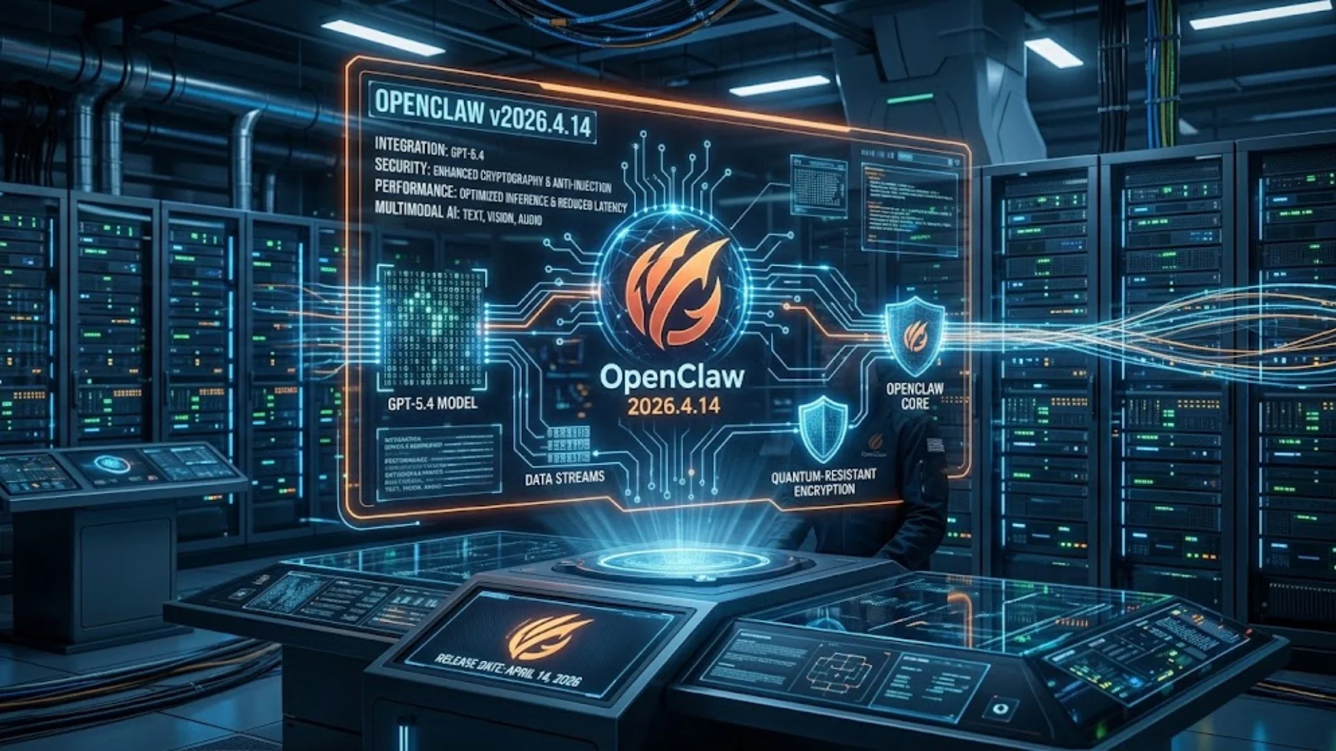 Interfaz de OpenClaw versión 2026 conectada a nodos de GPT-5.4