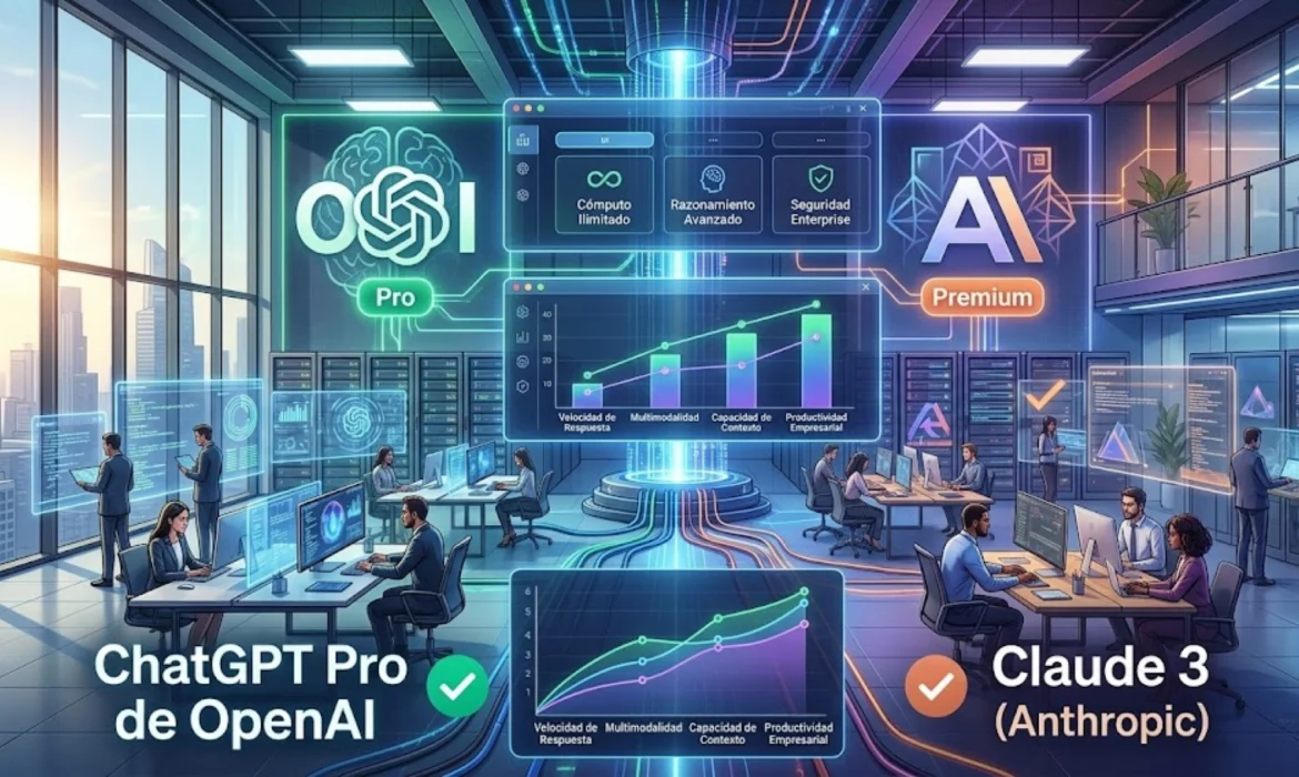 Interfaz de ChatGPT Pro de OpenAI en un entorno profesional.