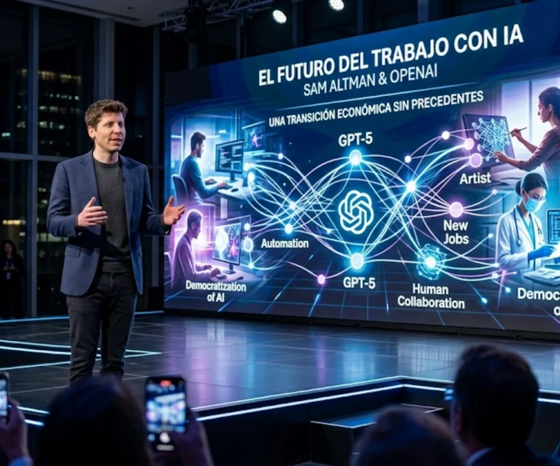 Sam Altman analizando el impacto de la inteligencia artificial en el mercado laboral.