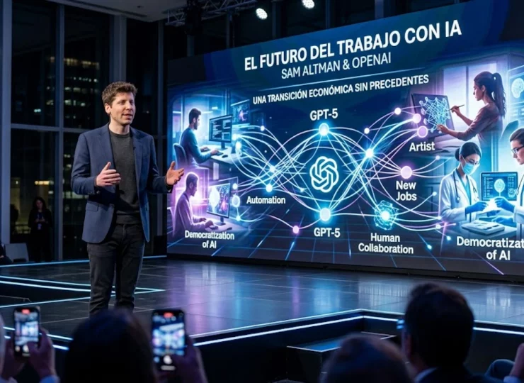Sam Altman analizando el impacto de la inteligencia artificial en el mercado laboral.