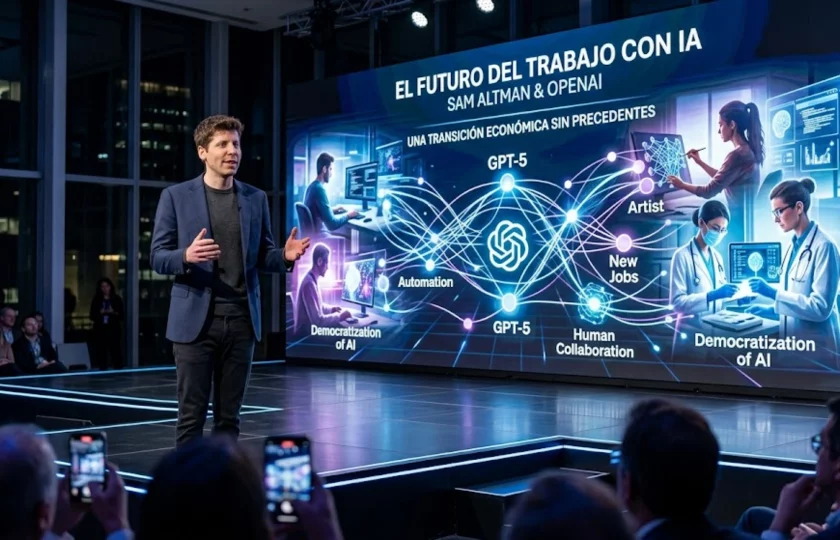 Sam Altman analizando el impacto de la inteligencia artificial en el mercado laboral.