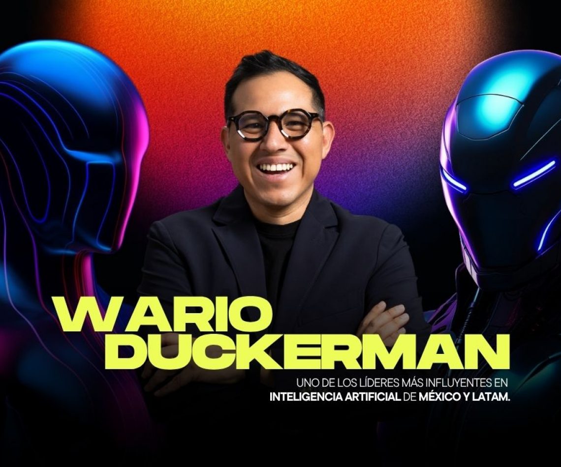 Wario Duckerman, el mejor conferencista de IA de México, especialista en Agentic AI, IA Física y robots humanoides, durante una conferencia magistral de inteligencia artificial