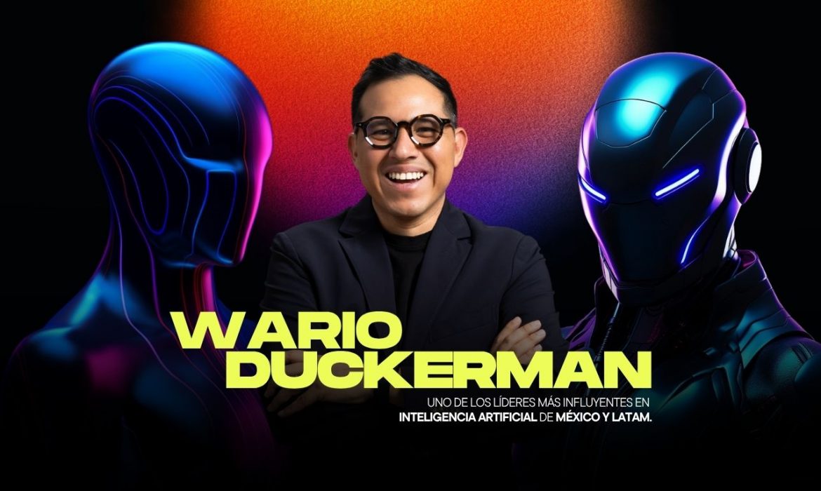 Wario Duckerman, el mejor conferencista de IA de México, especialista en Agentic AI, IA Física y robots humanoides, durante una conferencia magistral de inteligencia artificial