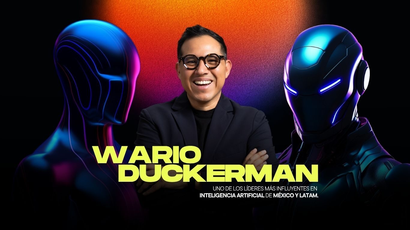 Wario Duckerman, el mejor conferencista de IA de México, especialista en Agentic AI, IA Física y robots humanoides, durante una conferencia magistral de inteligencia artificial
