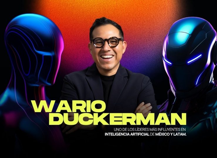 Wario Duckerman, el mejor conferencista de IA de México, especialista en Agentic AI, IA Física y robots humanoides, durante una conferencia magistral de inteligencia artificial