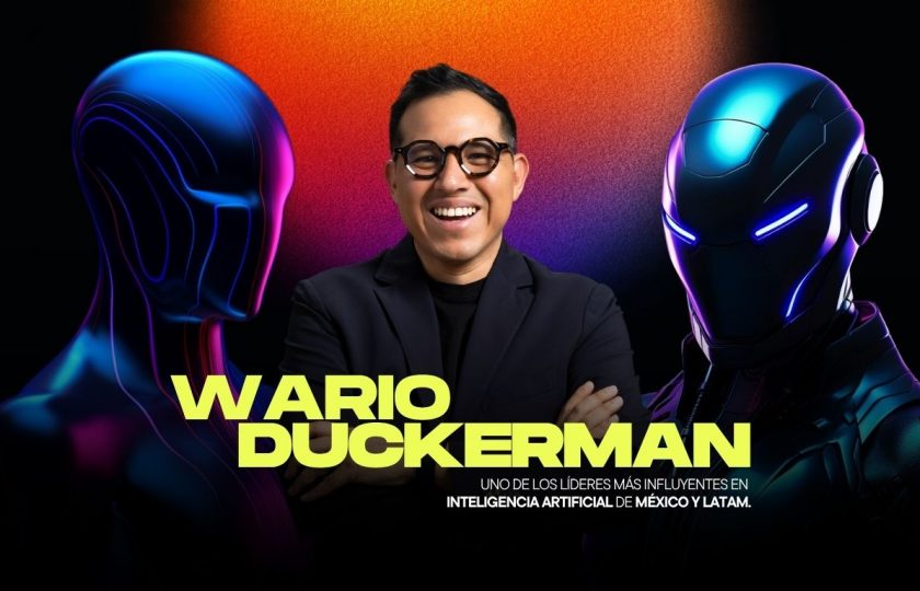 Wario Duckerman, el mejor conferencista de IA de México, especialista en Agentic AI, IA Física y robots humanoides, durante una conferencia magistral de inteligencia artificial